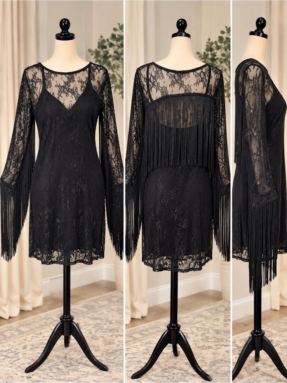 Idyllwind Miranda Lambert XL Black Lace Fringe Western Boho Dress
